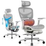 Ergonomic Office Massage Chair with Footrest: 4D Headrest & 5D Armrests, Lumbar Support, Big and Tall Mesh Chair 400LBS for Computer Home Office Desk, Reclining Swivel Rolling Chairs (Gray)