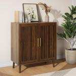 Smart FENDEE Sideboard Cabinet, 31.5" W Farmhouse Buffet Cabinet with Louvered Doors & Adjustable Shelf, Wood Coffee Bar Storage Station for Kitchen, Dining Room, Living Room, Entryway, Walnut Color
