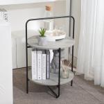 AV CONNECT Mijas 2-Tier Side Table, Round End Table, A Stylish and Functional Addition for Home & Office, Perfect for Decor, Storage Solutions, and Enhancing Any Living Space (Cement)
