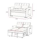53'' Convertible Sleeper Sofa Bed with Adjustable Backrest, Recliner Function, 2 Pillows & Side Storage Pockets – Stylish & Functional Furniture for Living Room or Small Spaces (Grey-1)