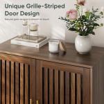 Smart FENDEE Sideboard Cabinet, 31.5" W Farmhouse Buffet Cabinet with Louvered Doors & Adjustable Shelf, Wood Coffee Bar Storage Station for Kitchen, Dining Room, Living Room, Entryway, Walnut Color