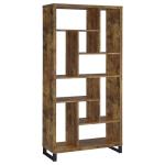 Coaster Home Furnishings - Delwin - Wood and Metal - 6-Shelf Bookshelf with 10-Storage Cubes - Farmhouse - Living Room and Home Office - 71-Inch - Rustic Nutmeg - 801236