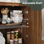 Smart FENDEE Sideboard Cabinet, 31.5" W Farmhouse Buffet Cabinet with Louvered Doors & Adjustable Shelf, Wood Coffee Bar Storage Station for Kitchen, Dining Room, Living Room, Entryway, Walnut Color