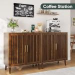 Smart FENDEE Sideboard Cabinet, 31.5" W Farmhouse Buffet Cabinet with Louvered Doors & Adjustable Shelf, Wood Coffee Bar Storage Station for Kitchen, Dining Room, Living Room, Entryway, Walnut Color