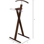 Oakestry Walnut Wood Valet Stand Freestanding Clothes Organizer with Tray Hanger Trouser Bar Space-Saving Suit Rack for Bedroom Entryway Office Durable Stylish Coat Stand for Men’s Wardrobe Storage