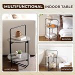 AV CONNECT Mijas 2-Tier Side Table, Round End Table, A Stylish and Functional Addition for Home & Office, Perfect for Decor, Storage Solutions, and Enhancing Any Living Space (Cement)