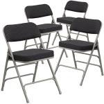 Flash Furniture (Pack of 4) HERCULES Series Premium Curved Triple Braced & Double Hinged Black Pin-Dot Fabric Metal Folding Chair