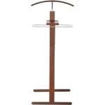 Oakestry Walnut Wood Valet Stand Freestanding Clothes Organizer with Tray Hanger Trouser Bar Space-Saving Suit Rack for Bedroom Entryway Office Durable Stylish Coat Stand for Men’s Wardrobe Storage