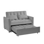 53'' Convertible Sleeper Sofa Bed with Adjustable Backrest, Recliner Function, 2 Pillows & Side Storage Pockets – Stylish & Functional Furniture for Living Room or Small Spaces (Grey-1)