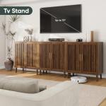 Smart FENDEE Sideboard Cabinet, 31.5" W Farmhouse Buffet Cabinet with Louvered Doors & Adjustable Shelf, Wood Coffee Bar Storage Station for Kitchen, Dining Room, Living Room, Entryway, Walnut Color
