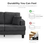 HOMES: Inside + Out Reese Modern Plush Chenille Couch with Side Pockets, Cup Holders and USB Ports, Wooden Comfortable Sofa for Living Room, Bedroom and Office, Dark Grey