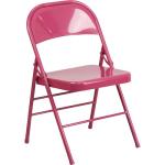 Flash Furniture HERCULES COLORBURST Series Shockingly Fuchsia Triple Braced & Double Hinged Metal Folding Chair