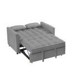 53'' Convertible Sleeper Sofa Bed with Adjustable Backrest, Recliner Function, 2 Pillows & Side Storage Pockets – Stylish & Functional Furniture for Living Room or Small Spaces (Grey-1)