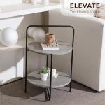 AV CONNECT Mijas 2-Tier Side Table, Round End Table, A Stylish and Functional Addition for Home & Office, Perfect for Decor, Storage Solutions, and Enhancing Any Living Space (Cement)
