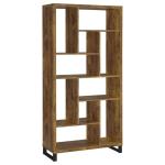 Coaster Home Furnishings - Delwin - Wood and Metal - 6-Shelf Bookshelf with 10-Storage Cubes - Farmhouse - Living Room and Home Office - 71-Inch - Rustic Nutmeg - 801236