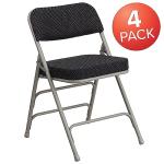 Flash Furniture (Pack of 4) HERCULES Series Premium Curved Triple Braced & Double Hinged Black Pin-Dot Fabric Metal Folding Chair