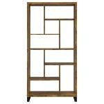 Coaster Home Furnishings - Delwin - Wood and Metal - 6-Shelf Bookshelf with 10-Storage Cubes - Farmhouse - Living Room and Home Office - 71-Inch - Rustic Nutmeg - 801236