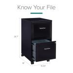 Cooper 18" 2-Drawer Modern Metal Mobile Smart Vertical File Cabinet in Black