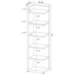 Coaster Home Furnishings - Alder - Engineered Wood - 6-Shelf Tall Corner Bookcase with Leveling Glides, Modern Design, Transitional Style - Living Room and Home Office - 71-Inch - Cappuccino - 800270