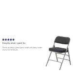 Flash Furniture (Pack of 4) HERCULES Series Premium Curved Triple Braced & Double Hinged Black Pin-Dot Fabric Metal Folding Chair