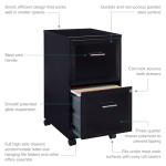 Cooper 18" 2-Drawer Modern Metal Mobile Smart Vertical File Cabinet in Black
