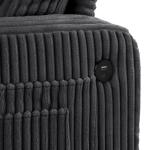 HOMES: Inside + Out Reese Modern Plush Chenille Couch with Side Pockets, Cup Holders and USB Ports, Wooden Comfortable Sofa for Living Room, Bedroom and Office, Dark Grey