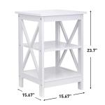 ZENY End Table Set of 2, Sofa Side End Storage Shelf, Versatile X-Design Wooden Side Table, Living Room, Bedroom, Office, Apartment Furniture, White