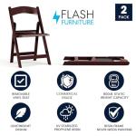 Flash Furniture Hercules Series Folding Chair - Red Mahogany Resin – 2 Pack 800LB Weight Capacity Comfortable Event Chair - Light Weight Folding Chair