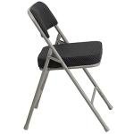 Flash Furniture (Pack of 4) HERCULES Series Premium Curved Triple Braced & Double Hinged Black Pin-Dot Fabric Metal Folding Chair