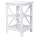 ZENY End Table Set of 2, Sofa Side End Storage Shelf, Versatile X-Design Wooden Side Table, Living Room, Bedroom, Office, Apartment Furniture, White
