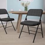 Flash Furniture HERCULES Series Curved Triple Braced & Double Hinged Black Patterned Fabric Metal Folding Chair