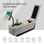 beyond SMART Multifunctional Sofa Armrest, Couch Armrest with Cup Holder, Removable Sofa Caddy with Storage,Equipped with LED Reading Light&Wireless Charge Stand, Grey