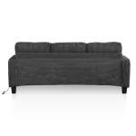 HOMES: Inside + Out Reese Modern Plush Chenille Couch with Side Pockets, Cup Holders and USB Ports, Wooden Comfortable Sofa for Living Room, Bedroom and Office, Dark Grey