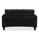 HOMES: Inside + Out Reese Modern Plush Chenille Comfortable Loveseat with Side Pockets, Cup Holders and Pillows, Wooden Soft Couch for Living Room, Bedroom and Office, Black