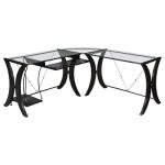 Coaster Home Furnishings - Monterey - Engineered Wood and Metal - 67-Inch L-Shaped Computer Desk & Keyboard Tray, Tempered Glass Top, CPU Stand, Contemporary Style - Home Office - Cappuccino - 800446