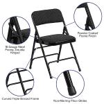 Flash Furniture HERCULES Series Curved Triple Braced & Double Hinged Black Patterned Fabric Metal Folding Chair