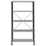 Coaster Home Furnishings Analiese Rustic Industrial 4-Tier Bookcase Etagere Bookshelf Office Storage Book Shelf Engineered Eco-Friendly Wood Look Laminate Sturdy Black Steel Base Grey Driftwood 801546