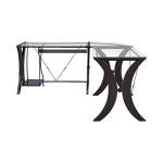 Coaster Home Furnishings - Monterey - Engineered Wood and Metal - 67-Inch L-Shaped Computer Desk & Keyboard Tray, Tempered Glass Top, CPU Stand, Contemporary Style - Home Office - Cappuccino - 800446