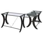 Coaster Home Furnishings - Monterey - Engineered Wood and Metal - 67-Inch L-Shaped Computer Desk & Keyboard Tray, Tempered Glass Top, CPU Stand, Contemporary Style - Home Office - Cappuccino - 800446