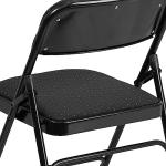 Flash Furniture HERCULES Series Curved Triple Braced & Double Hinged Black Patterned Fabric Metal Folding Chair