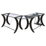 Coaster Home Furnishings - Monterey - Engineered Wood and Metal - 67-Inch L-Shaped Computer Desk & Keyboard Tray, Tempered Glass Top, CPU Stand, Contemporary Style - Home Office - Cappuccino - 800446