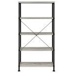 Coaster Home Furnishings Analiese Rustic Industrial 4-Tier Bookcase Etagere Bookshelf Office Storage Book Shelf Engineered Eco-Friendly Wood Look Laminate Sturdy Black Steel Base Grey Driftwood 801546
