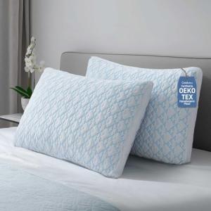 Shredded Memory Foam Cooling Soft Bamboo Viscose Pillows King Set of 2, Adjustable Hypoallergenic Hotel Quality Bed Pillows for Side, Back and Stomach Sleeper, Oeko-TEX Certified