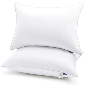 CozyLux Pillows Queen Size Set of 2, Hotel Quality Bed Pillows for Sleeping 2 Pack, Cooling Pillows for Side Back and Stomach Sleepers, Down Alternative Luxury Soft Supportive Fluffy Pillows (18x28)