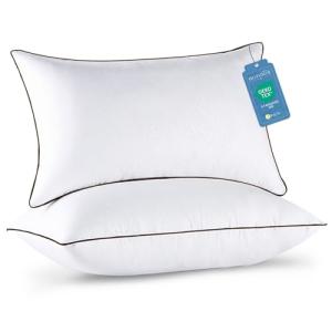 JOLLYVOGUE Pillows Queen Size Set of 2 for Sleeping, Soft and Supportive Bed Pillow with Down Alternative Filling for Side and Back Sleepers, Hotel Collection