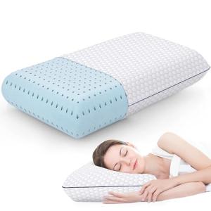 CushyOasis Memory Foam Pillows for Side, Back and Stomach Sleepers, Bed Pillow with Washable Cover and Breathable Mesh, Bed Pillow for Sleeping Standard Size (Grey)
