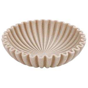 YMXYJM Large Decorative Bowl, Modern Handicraft Bowls for Home Decor, Decorative Fruit Bowl for Kitchen Counter, Ruffle Decor, Stylish Key Bowl for Entry Table, Artificial Stone Beige