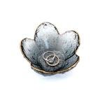 CEIERPH Black Flower Ring Dish Jewelry Tray, Small Glass Trinket Tray for Rings Earrings, Present for Wife Mom Daughter Women
