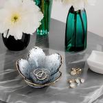 CEIERPH Black Flower Ring Dish Jewelry Tray, Small Glass Trinket Tray for Rings Earrings, Present for Wife Mom Daughter Women