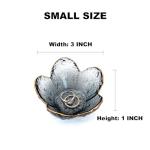 CEIERPH Black Flower Ring Dish Jewelry Tray, Small Glass Trinket Tray for Rings Earrings, Present for Wife Mom Daughter Women